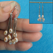 Load image into Gallery viewer, Sterling Silver Box Chain Hook Pink Pearl Waterfall Earrings