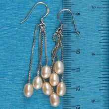 Load image into Gallery viewer, Sterling Silver Box Chain Hook Pink Pearl Waterfall Earrings