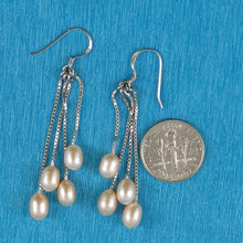 Load image into Gallery viewer, Sterling Silver Box Chain Hook Pink Pearl Waterfall Earrings