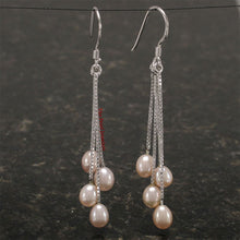 Load image into Gallery viewer, Sterling Silver Waterfall Pearl Dangle Earrings