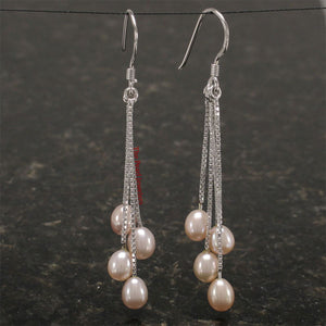 Sterling Silver Waterfall Pearl Dangle Earrings