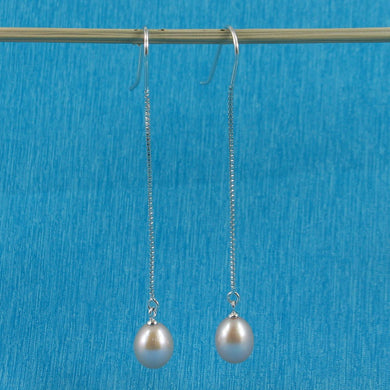 Sterling Silver Box Chain Hook Pink Pearl Dangle Earrings