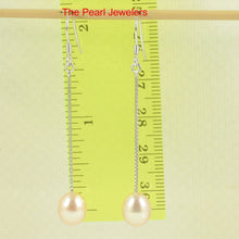 Load image into Gallery viewer, Sterling Silver Box Chain Pearl Dangle Earrings (White, Peacock, Pink)