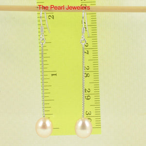 Sterling Silver Box Chain Pearl Dangle Earrings (White, Peacock, Pink)