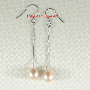 Sterling Silver Box Chain Pearl Dangle Earrings (White, Peacock, Pink)