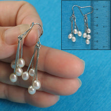 Load image into Gallery viewer, Sterling Silver Box Chain Hook White Pearl Waterfall Earrings