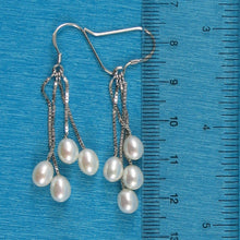 Load image into Gallery viewer, Sterling Silver Box Chain Hook White Pearl Waterfall Earrings