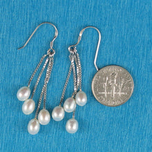 Load image into Gallery viewer, Sterling Silver Box Chain Hook White Pearl Waterfall Earrings