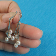 Load image into Gallery viewer, Sterling Silver Box Chain Hook White Pearl Waterfall Earrings