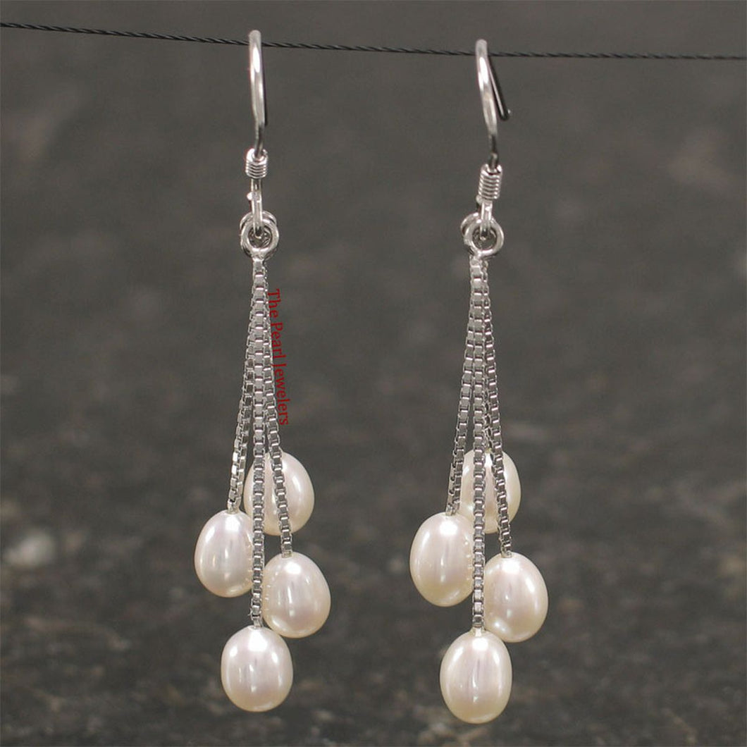 Sterling Silver Waterfall Pearl Dangle Earrings