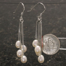 Load image into Gallery viewer, Sterling Silver Box Chain Hook White Pearl Waterfall Earrings