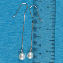 Load image into Gallery viewer, Sterling Silver Box Chain Hook White Pearl Dangle Earrings