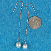 Load image into Gallery viewer, Sterling Silver Box Chain Hook White Pearl Dangle Earrings