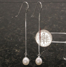 Load image into Gallery viewer, Sterling Silver Box Chain Hook White Pearl Dangle Earrings