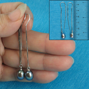 Sterling Silver Threader Black Pearl Drop Earrings