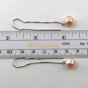 Sterling Silver Box Chain Pearl Threader Earrings (Multiple Colors)