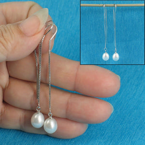 Sterling Silver Threader White Pearl Drop Earrings