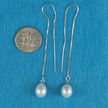 Load image into Gallery viewer, Sterling Silver Threader White Pearl Drop Earrings