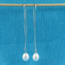Load image into Gallery viewer, Sterling Silver Threader White Pearl Drop Earrings