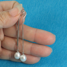 Load image into Gallery viewer, Sterling Silver Threader White Pearl Drop Earrings