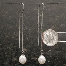 Load image into Gallery viewer, Sterling Silver Box Chain Pearl Threader Earrings (Multiple Colors)