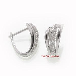 Sterling Silver Clear Cubic Zirconia French Back Earrings
