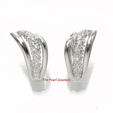 Sterling Silver Clear Cubic Zirconia French Back Earrings