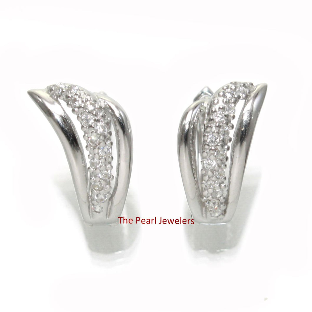 Sterling Silver Clear Cubic Zirconia French Back Earrings