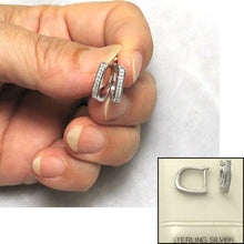 Load image into Gallery viewer, Sterling Silver Clear Cubic Zirconia French Back Earrings