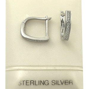 Sterling Silver Clear Cubic Zirconia French Back Earrings