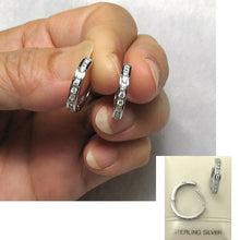 Load image into Gallery viewer, Sterling Silver Clear Cubic Zirconia Hoop Earrings
