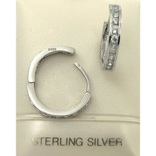 Load image into Gallery viewer, Sterling Silver Clear Cubic Zirconia Hoop Earrings