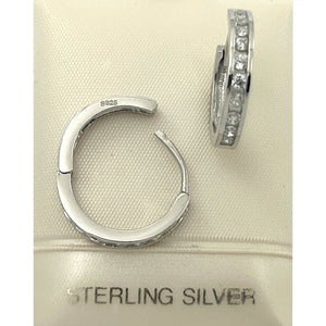 Sterling Silver Clear Cubic Zirconia Hoop Earrings