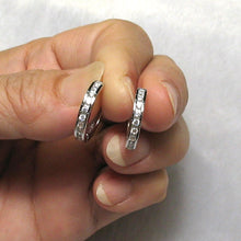 Load image into Gallery viewer, Sterling Silver Clear Cubic Zirconia Hoop Earrings