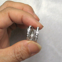 Load image into Gallery viewer, Sterling Silver Clear Cubic Zirconia Hoop Earrings