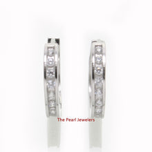 Load image into Gallery viewer, Sterling Silver Clear Cubic Zirconia Hoop Earrings