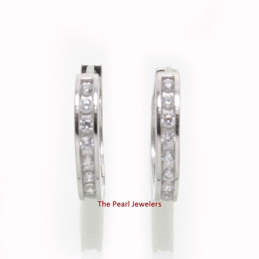 Sterling Silver Clear Cubic Zirconia Hoop Earrings