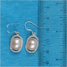 Load image into Gallery viewer, Sterling Silver Pink Pearl CZ Hook Earrings (54 CZ)
