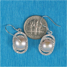 Load image into Gallery viewer, Sterling Silver Pink Pearl CZ Hook Earrings (54 CZ)