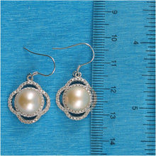Load image into Gallery viewer, Sterling Silver Pink Pearl CZ Hook Earrings (124 CZ)
