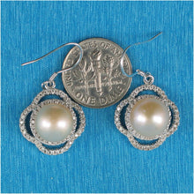 Load image into Gallery viewer, Sterling Silver Pink Pearl CZ Hook Earrings (124 CZ)