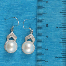 Load image into Gallery viewer, Sterling Silver White Pearl CZ Drop Hook Earrings
