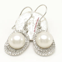 Load image into Gallery viewer, Sterling Silver White Pearl 54 CZ Hook Earrings