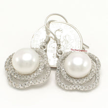 Load image into Gallery viewer, Sterling Silver White Pearl CZ Hook Earrings (124 CZ)