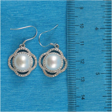 Load image into Gallery viewer, Sterling Silver White Pearl CZ Hook Earrings (124 CZ)