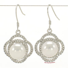 Load image into Gallery viewer, Sterling Silver White Pearl CZ Hook Earrings (124 CZ)