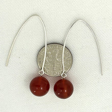Load image into Gallery viewer, Sterling Silver Carnelian V-Shaped Wire Dangle Earrings