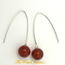 Load image into Gallery viewer, Sterling Silver Carnelian V-Shaped Wire Dangle Earrings