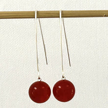 Load image into Gallery viewer, Sterling Silver Carnelian V-Shaped Wire Dangle Earrings
