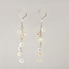 Load image into Gallery viewer, Sterling Silver O Chain Pale Mixed Pearl Leverback Earrings